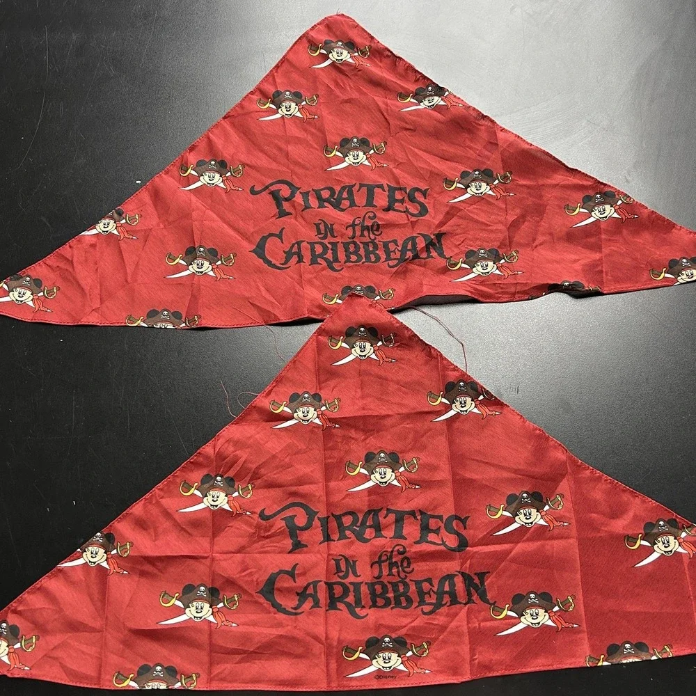 Disney Cruise Line Pirates Scarf Womens One Size‎ Red Mickey Bandana Set 2